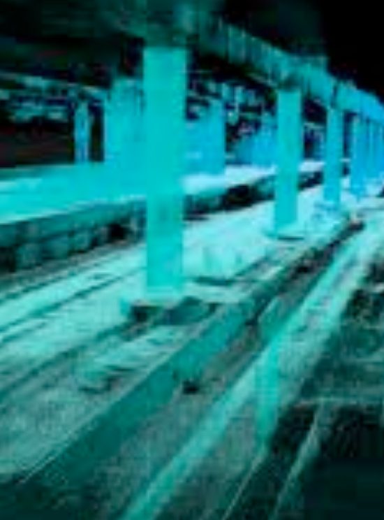 Escaneo LiDAR de un pasillo del showroom de Panduit visualizado como nube de puntos